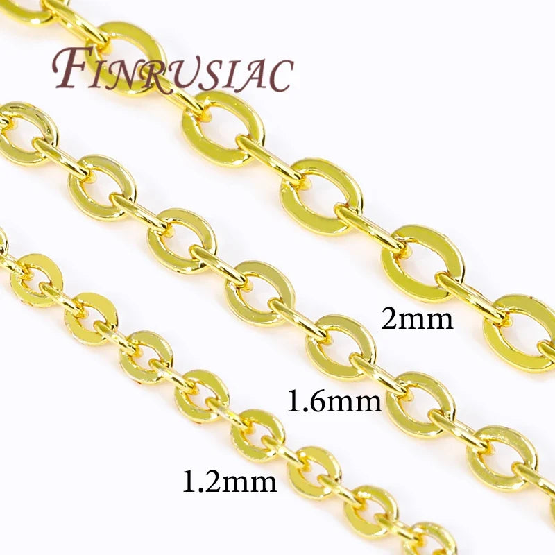 18K Gold Plated O Shape Chain 1.2mm–2mm | DIY Necklace Bulk