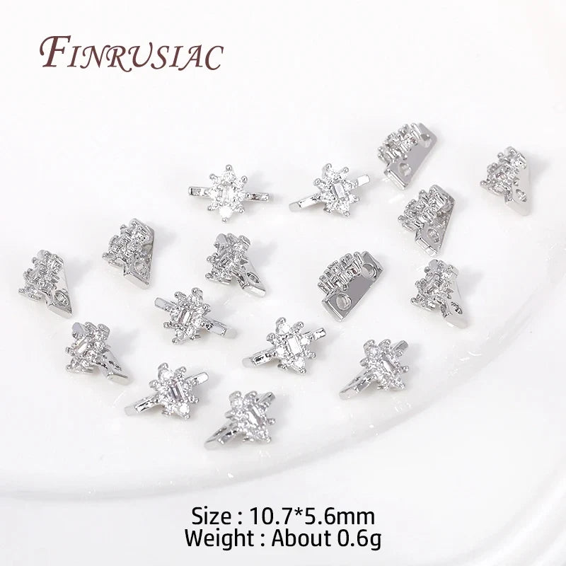 18K Gold Plated Zircon Flower Spacer Bars 2/3 Hole | DIY Jewelry