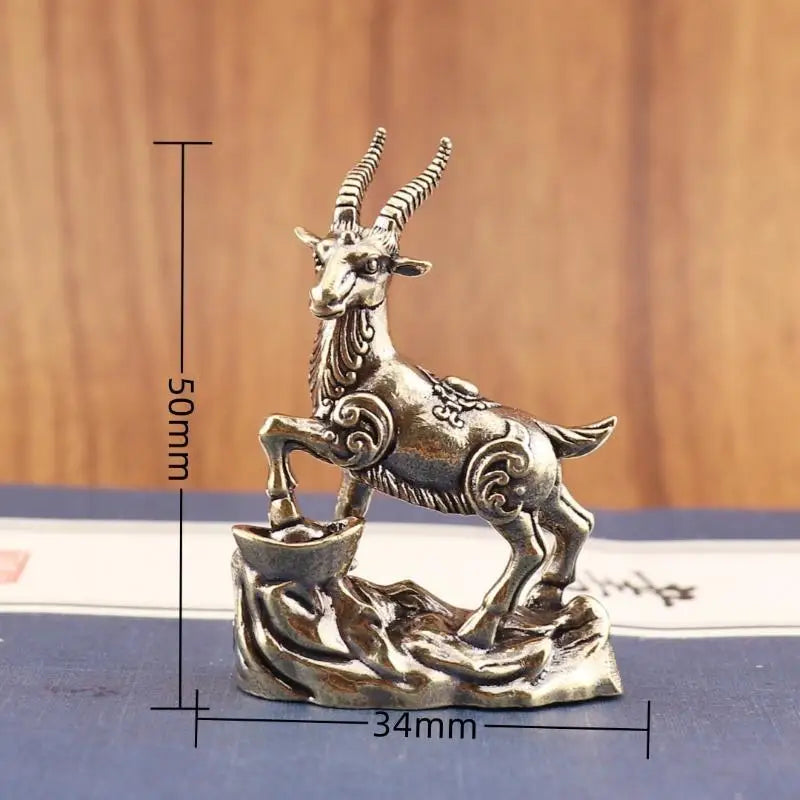 Feng Shui Zodiac Goat Statue with Lucky Coins – Desk Décor