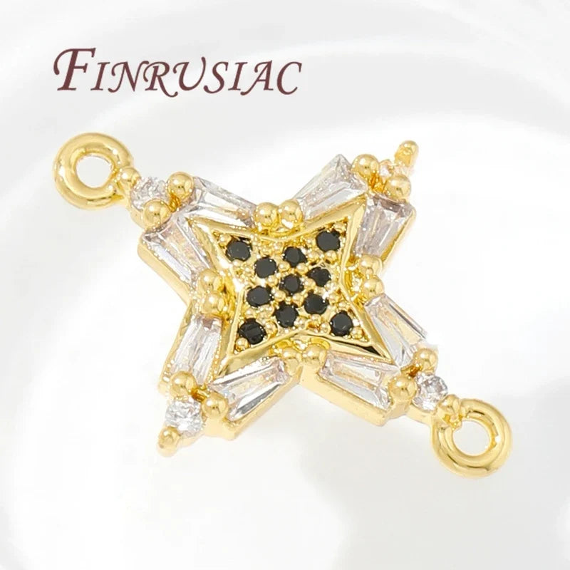 18K Gold Plated Zircon Crystal Charm Connectors – DIY Jewelry