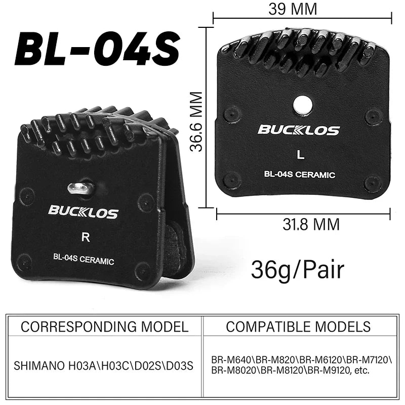 BUCKLOS Ceramic Disc Brake Pads for Shimano & SRAM MTB Road Bike