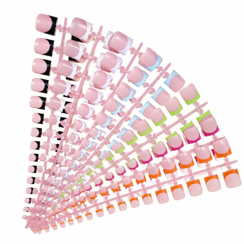 30Pcs Nude Pink French Press-On Toe Nails – False Nail Set