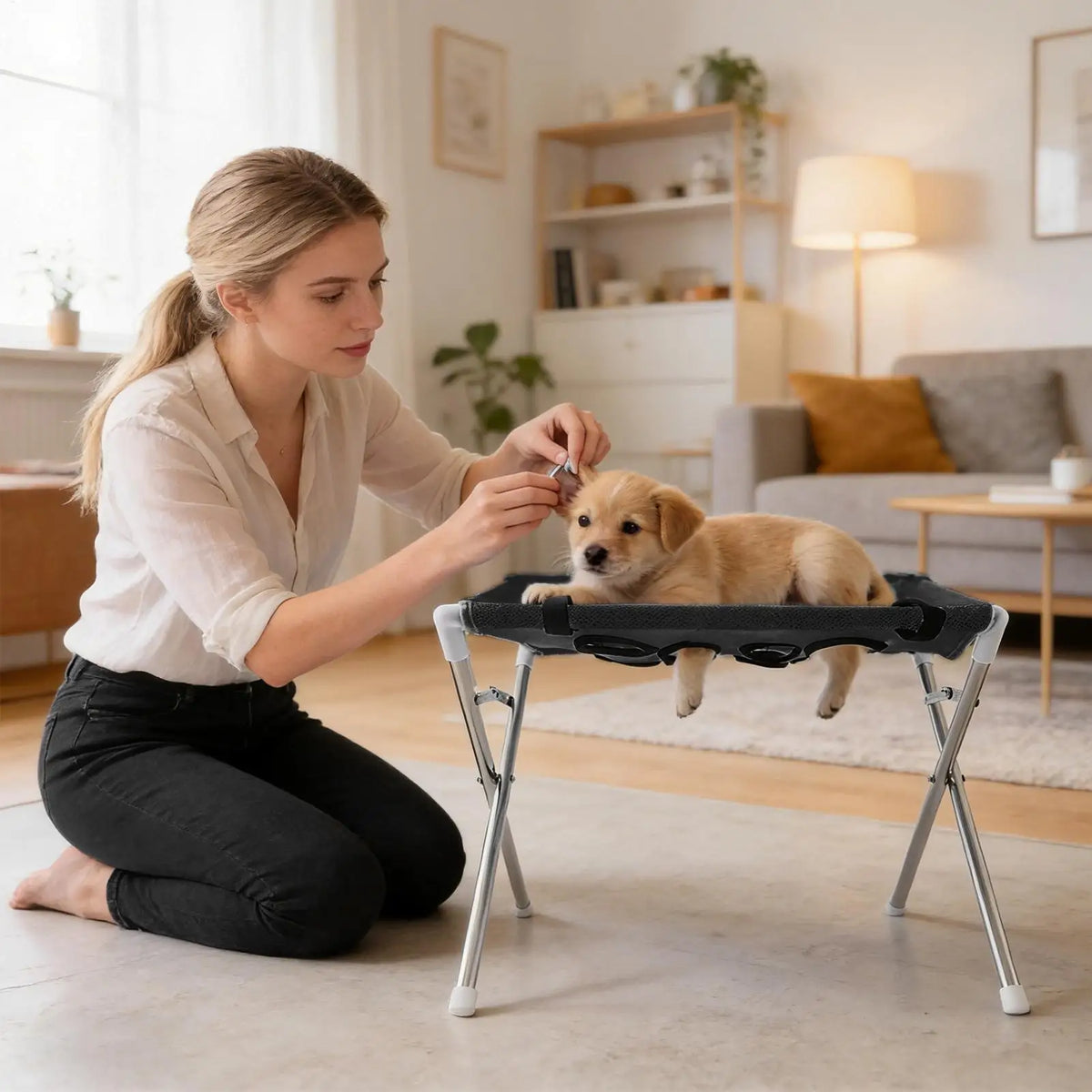 Pet Grooming Hammock Stand – Adjustable Nail & Ear Care Sling