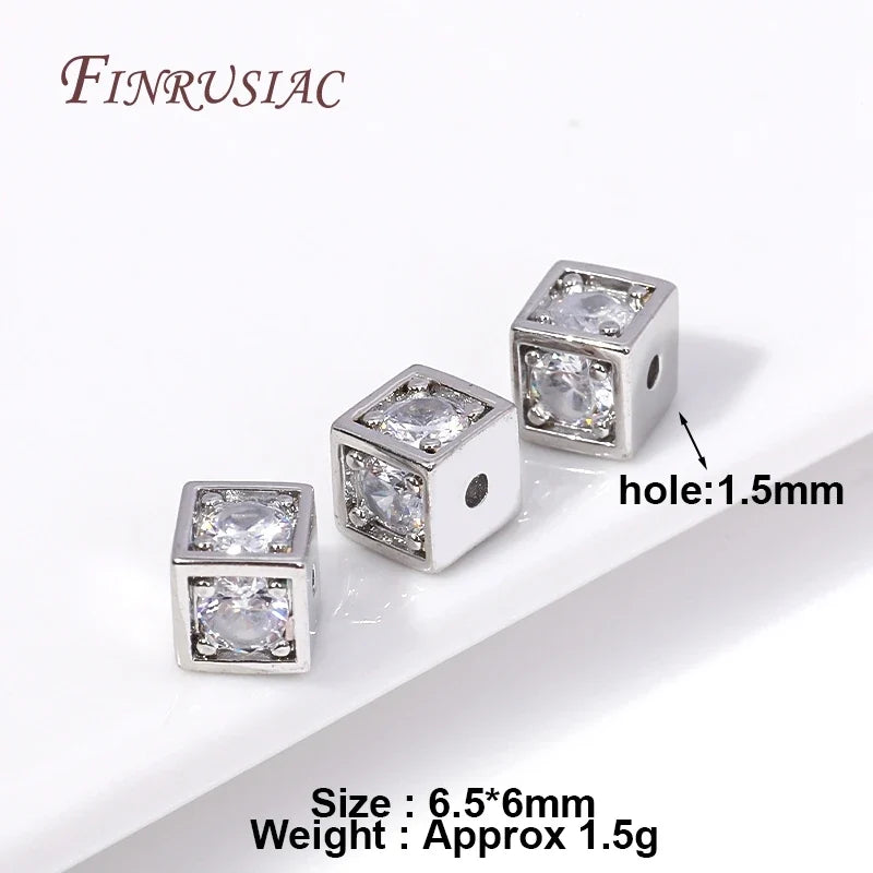 18K Gold Plated Zircon Square Spacer Beads | DIY Jewelry