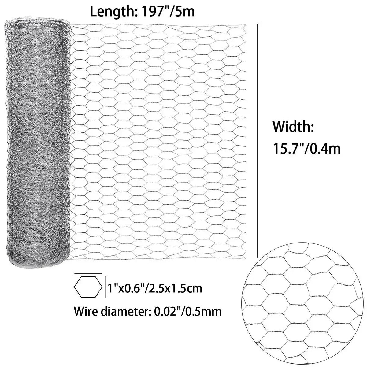 Hexagonal Chicken Wire Mesh 0.4x5m – Garden Fence & DIY Net