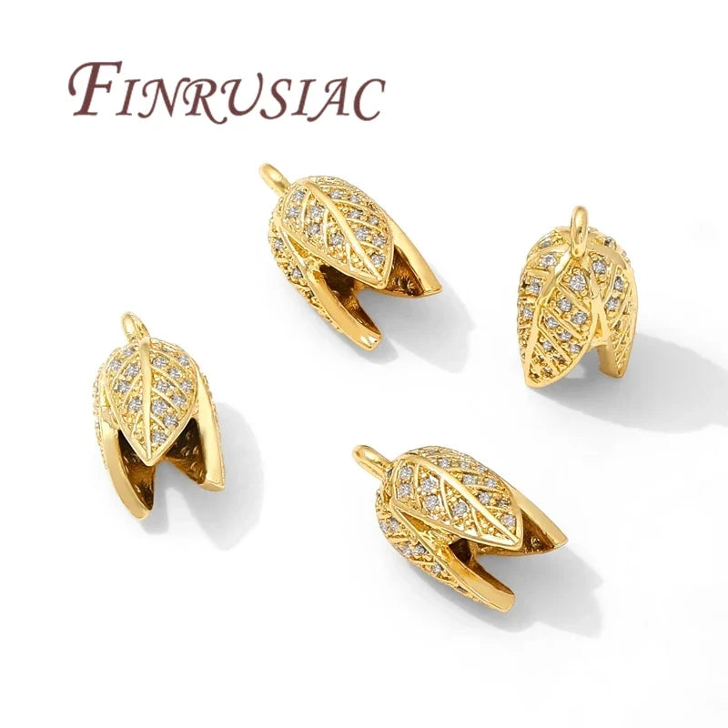 18K Gold Plated Zircon Flower Charm Pendants – DIY Jewelry