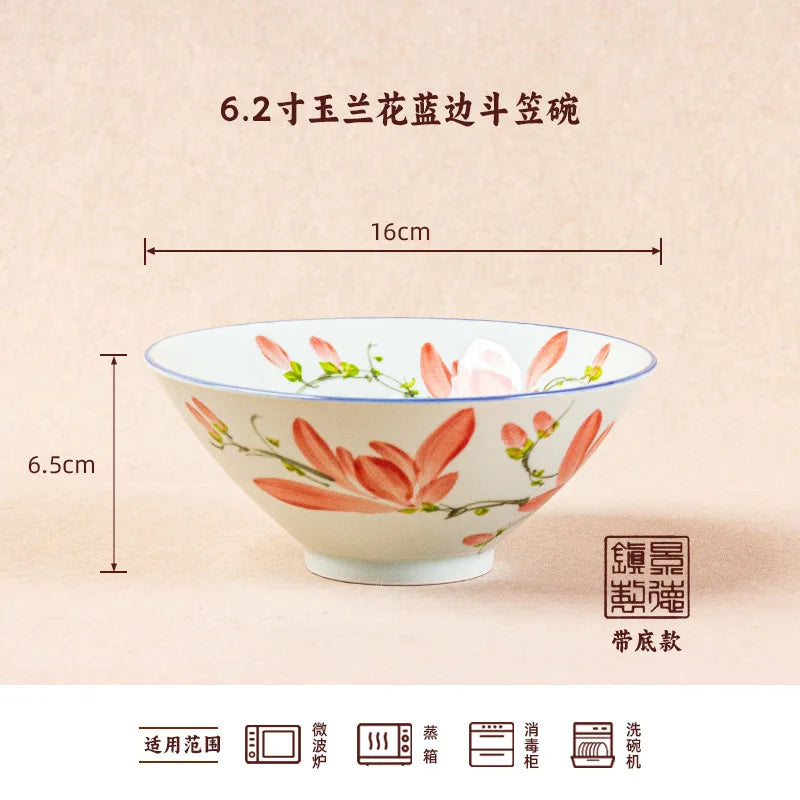 Jingdezhen Handmade Ceramic Bamboo Hat Bowl – Underglaze Color
