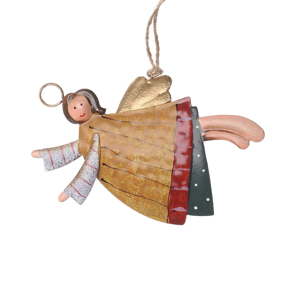 Retro Metal Christmas Ornaments – Angel, Santa & Snowman Pendants