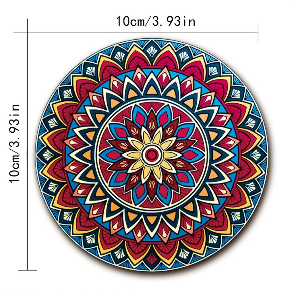 8-Piece Wooden Mandala Coasters Set – Home, Bar & Office Decor