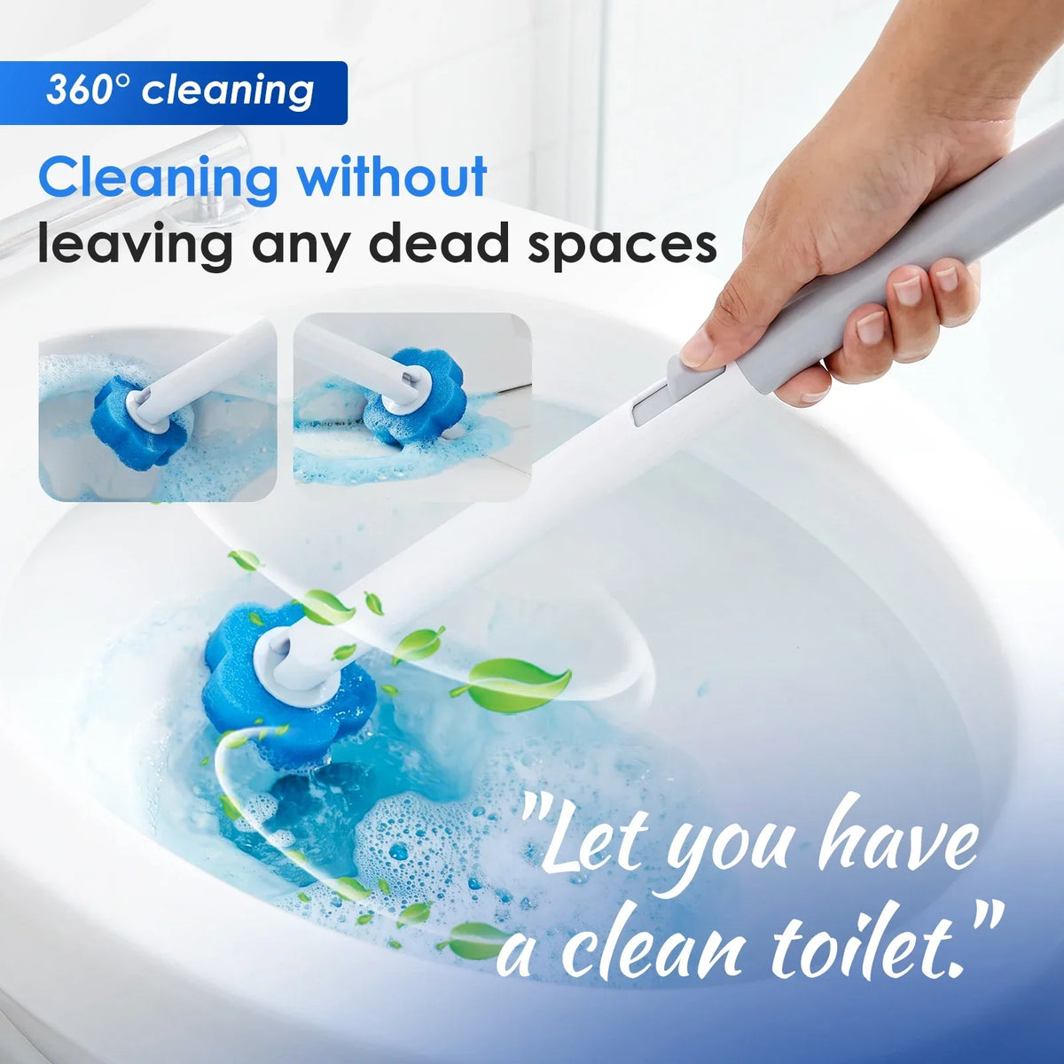 Toilet Brush & Holder Set – Disposable Refill Heads 24 or 60 Pack