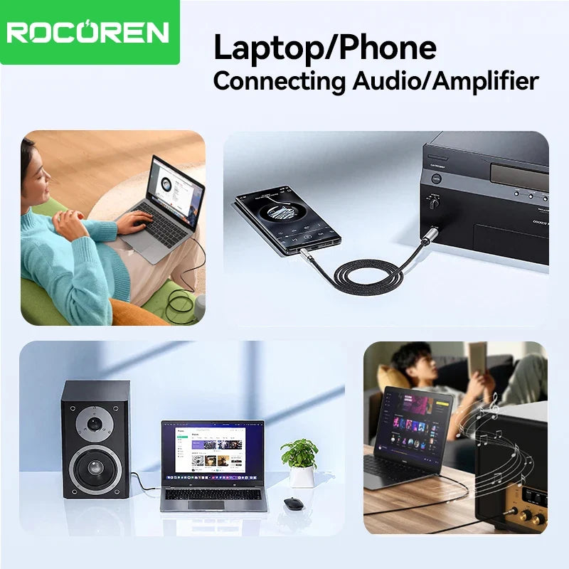 Rocoren 3.5mm to 6.5mm Male AUX Audio Jack Cable Adapter