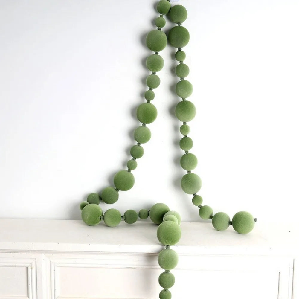 Multicolor Flocking Ball String Christmas Hanging Decoration