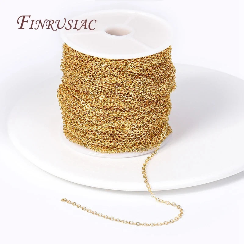 18K Gold Plated O-Shape Chain Spool | 2mm DIY Jewelry Making