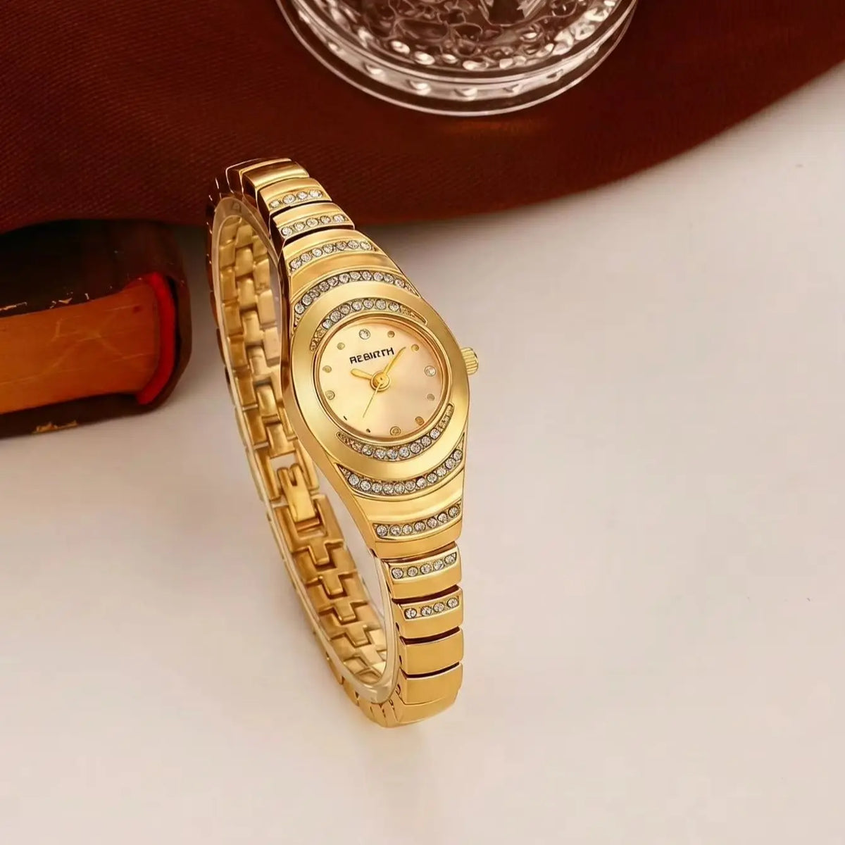 REBIRTH Vintage Oval Diamond Women's Quartz Watch | Steel Band