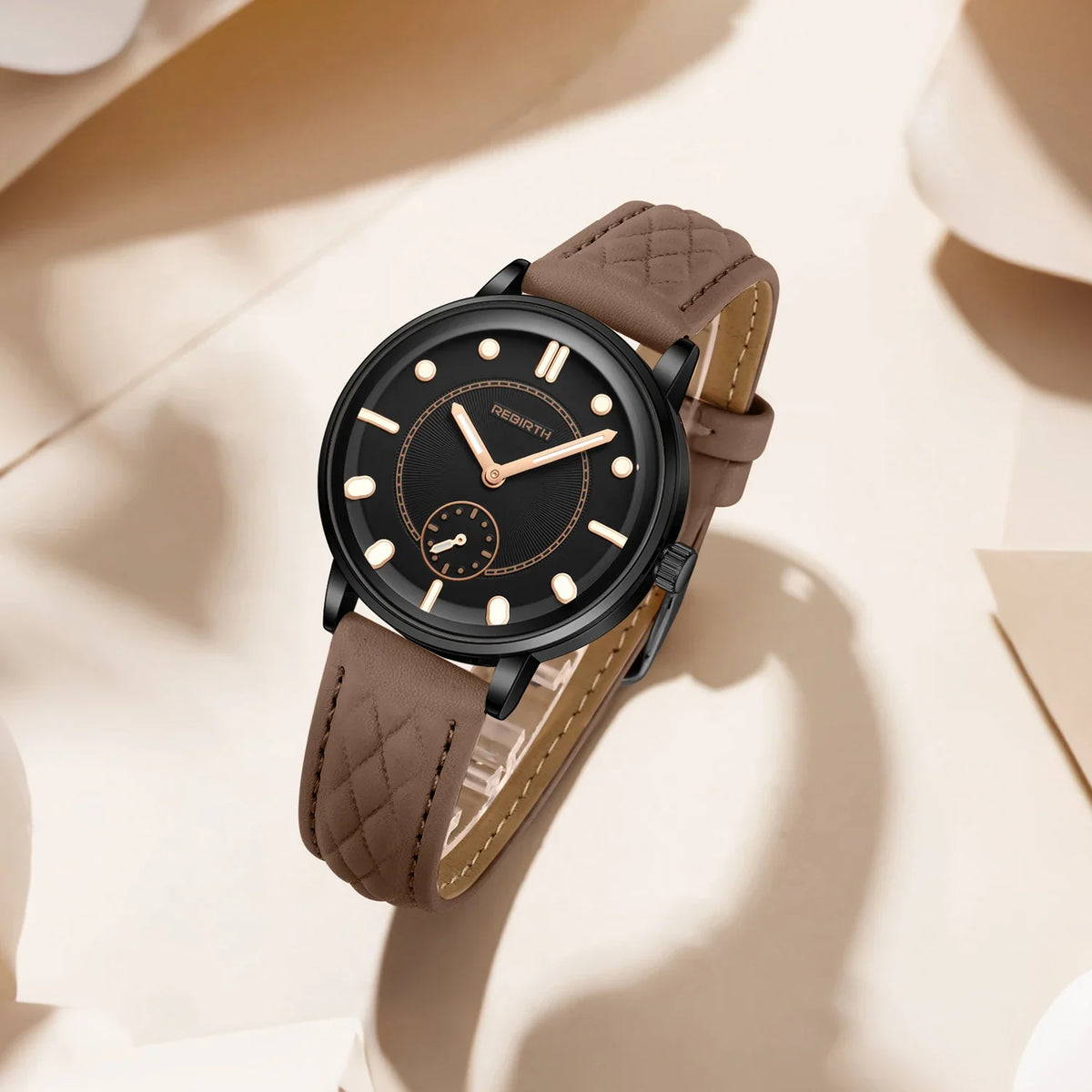 REBIRTH Retro Quartz Wristwatch Leather Band | Minimalist Dial