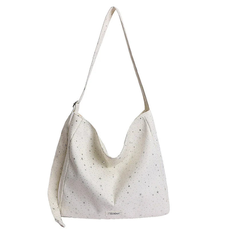 Korean Minimalist Star Canvas Tote Bag – Large Shoulder Bag
