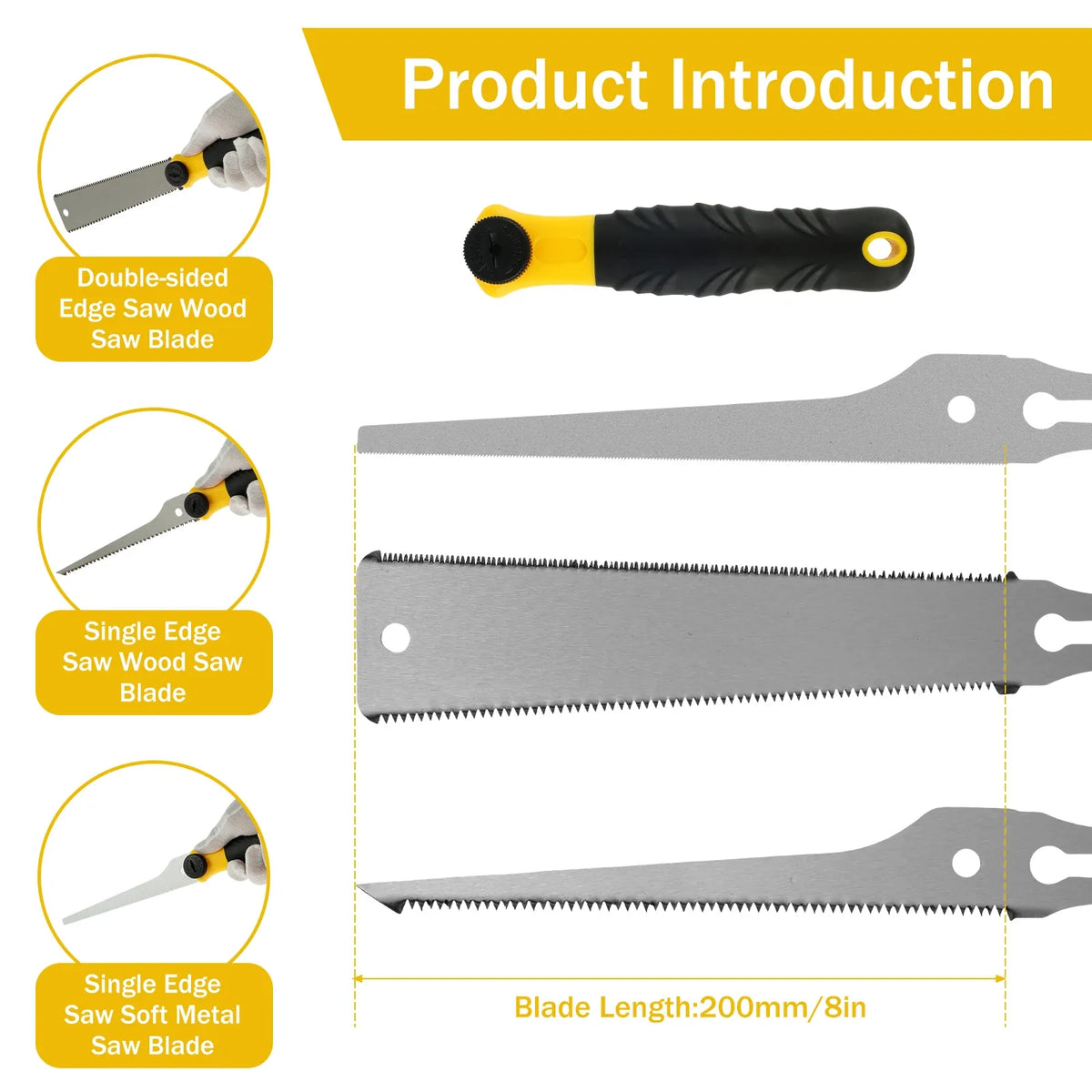 Japanese Hand Saw Set – 3 Replaceable Blades, Flush Cut Wood Saw