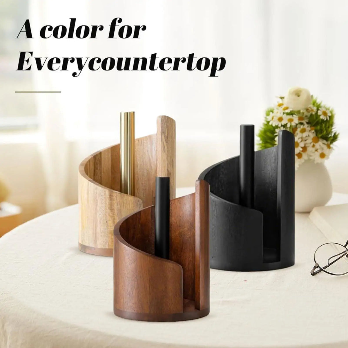 Wooden Paper Towel Holder & Napkin Dispenser Stand