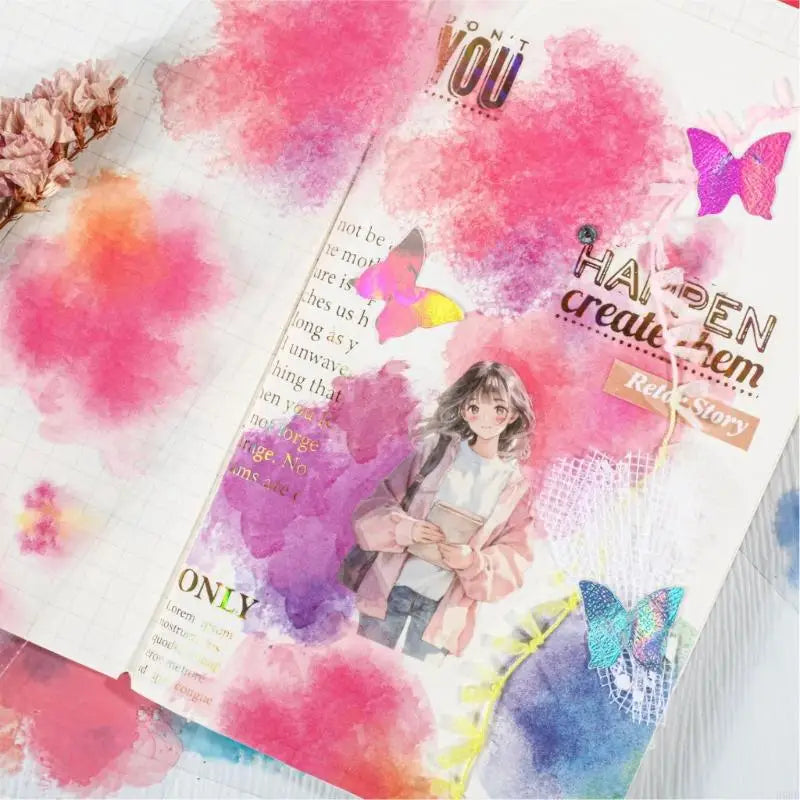 Watercolor PET Decorative Tape – Aesthetic Scrapbooking 50mm×2M