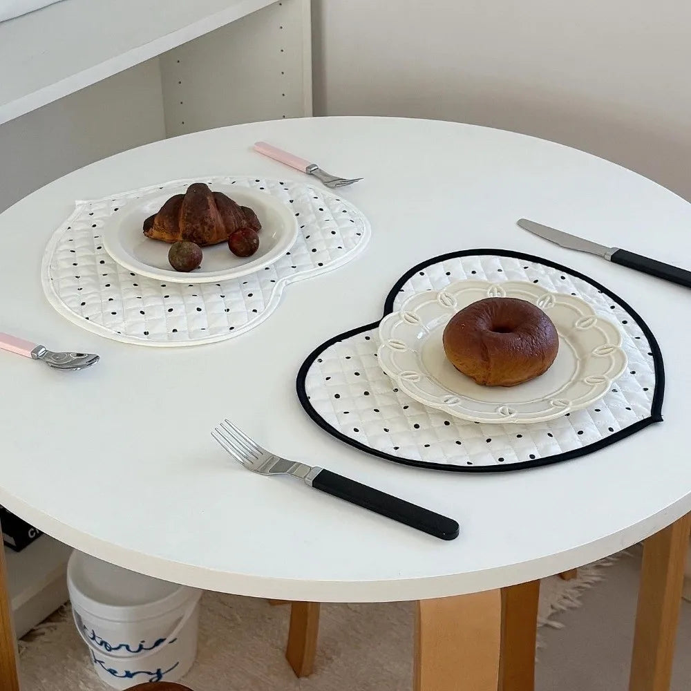 Heart-Shaped Quilted Fabric Placemats & Cup Coasters