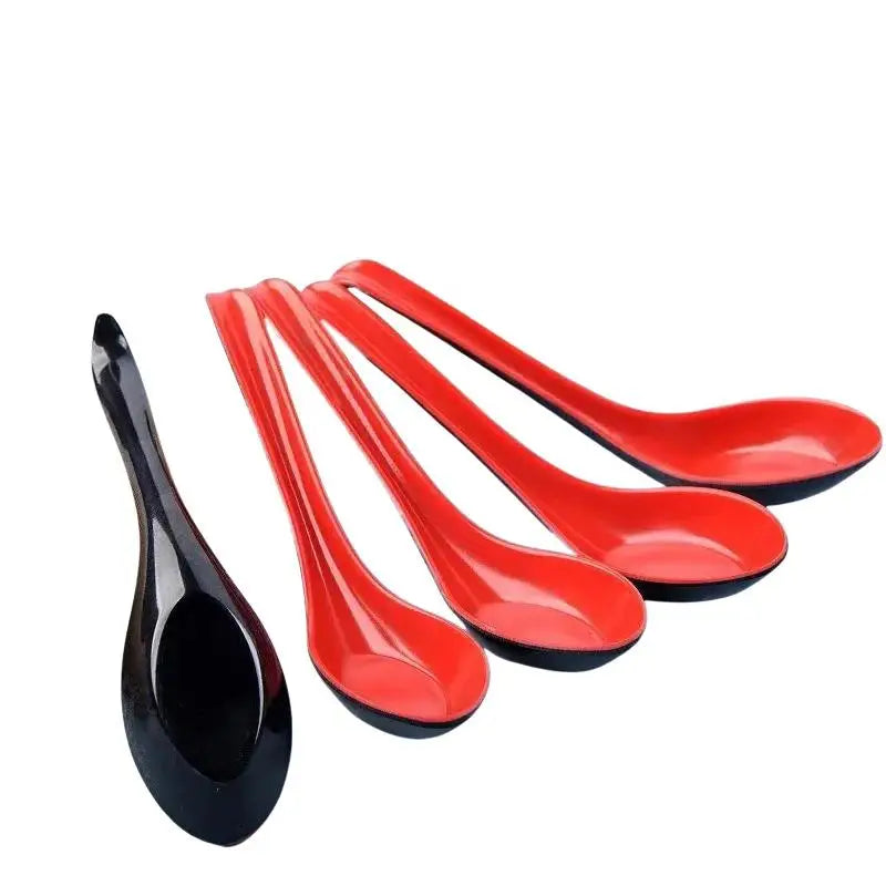 2pcs Japanese Ramen Soup Spoons Long Handle Melamine Drop-Resistant
