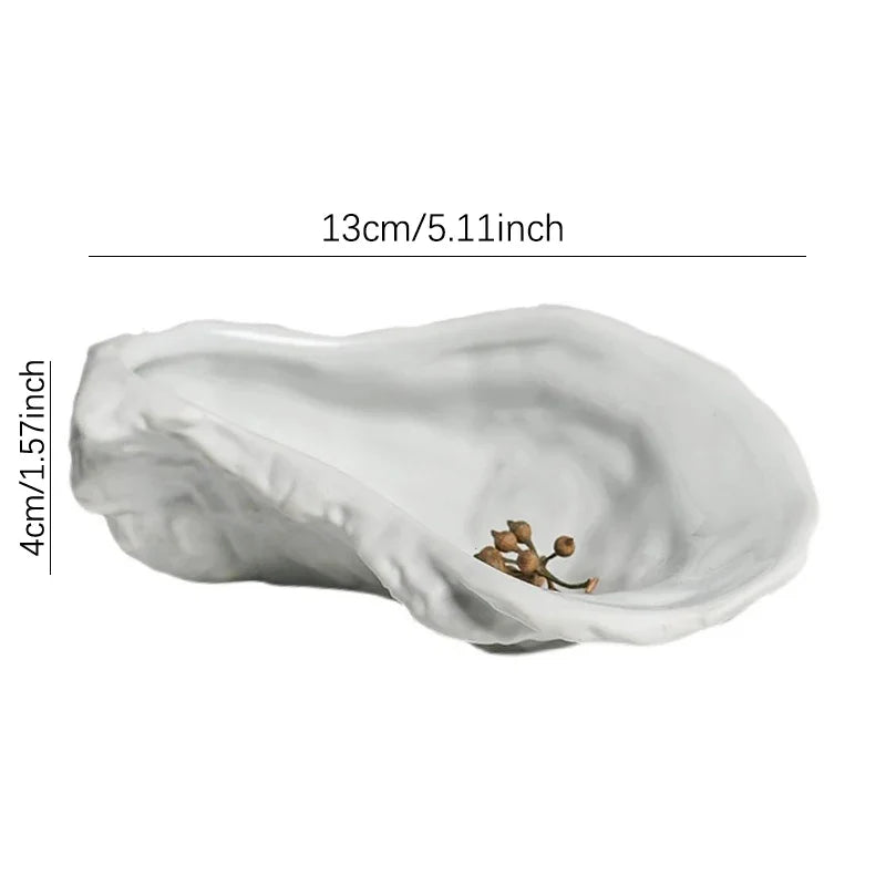 Oyster-Shaped Ceramic Dessert Plate | Snack & Fruit Tray
