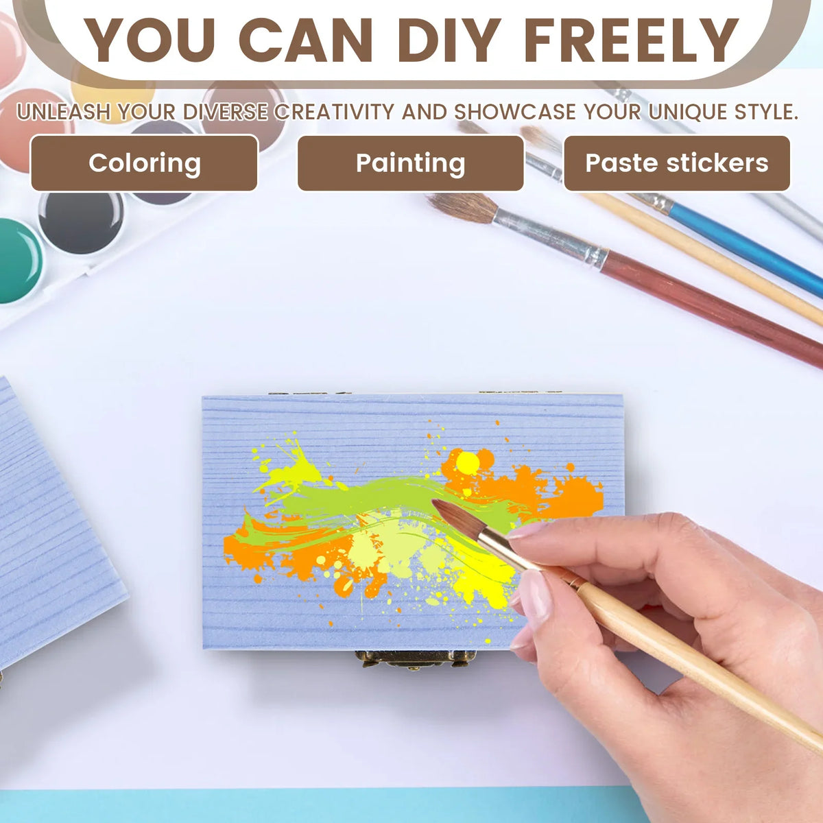Unfinished Wooden Treasure Box with Lid & Hasp – DIY Craft