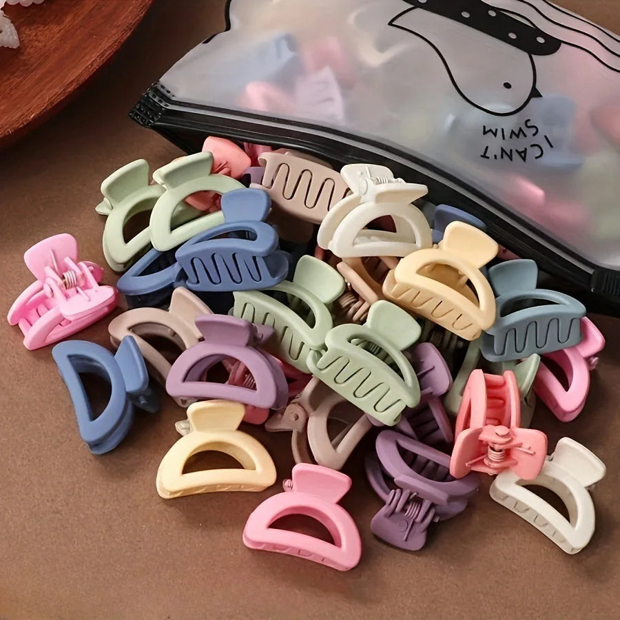 20-Piece Matte Hollow Hair Claw Clips – Candy Color Barrettes