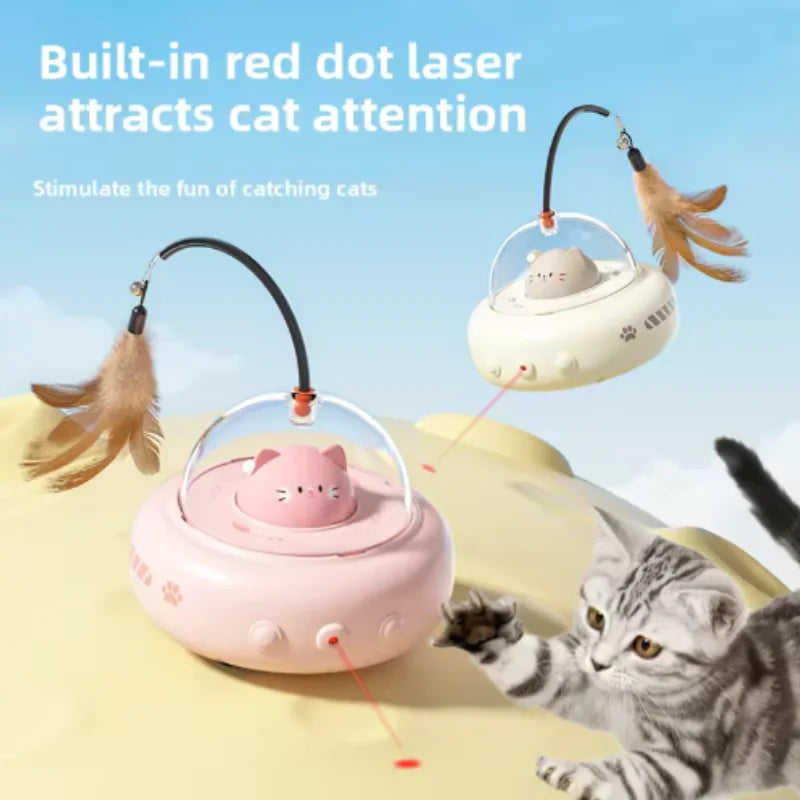 USB Rechargeable Rotating Feather Cat Toy | Interactive Auto