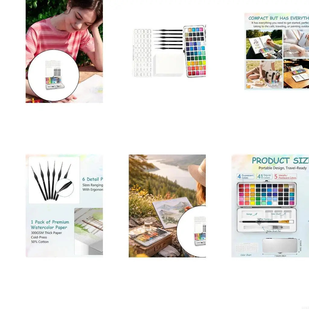 Watercolor Paint Set – 50 Colors, Brushes & Workbook for Travel