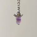 Natural Amethyst Hexagonal Crystal Witch Hat Pendant Necklace