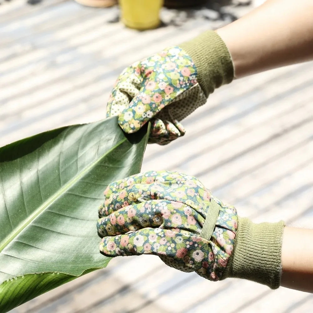 Thorn Proof Floral Gardening Gloves – Breathable Canvas Yard Work