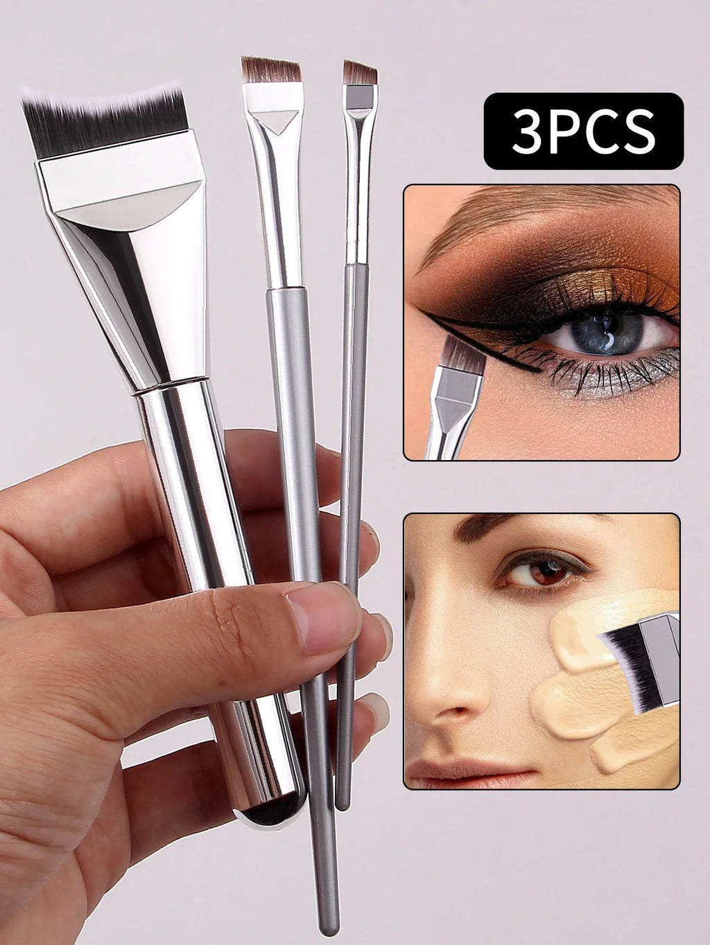 3-Piece Makeup Brush Set – Foundation, Mask & Eyeliner Brushes