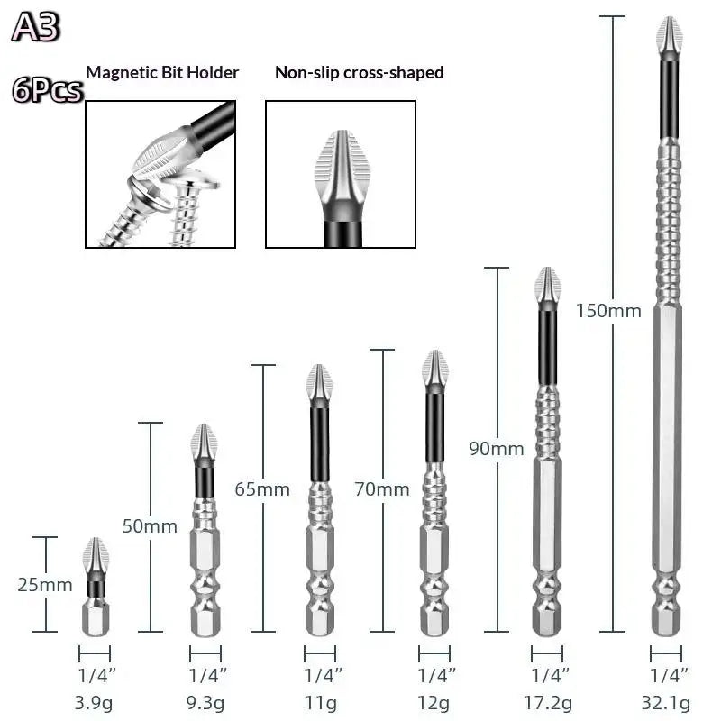 K5 Magnetic S2 Screwdriver Bits Set – Anti-Slip Cross Head