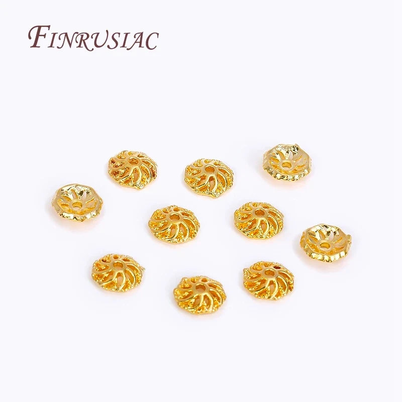 6mm 18K Gold Plated Flower Bead End Caps – Brass DIY Jewelry
