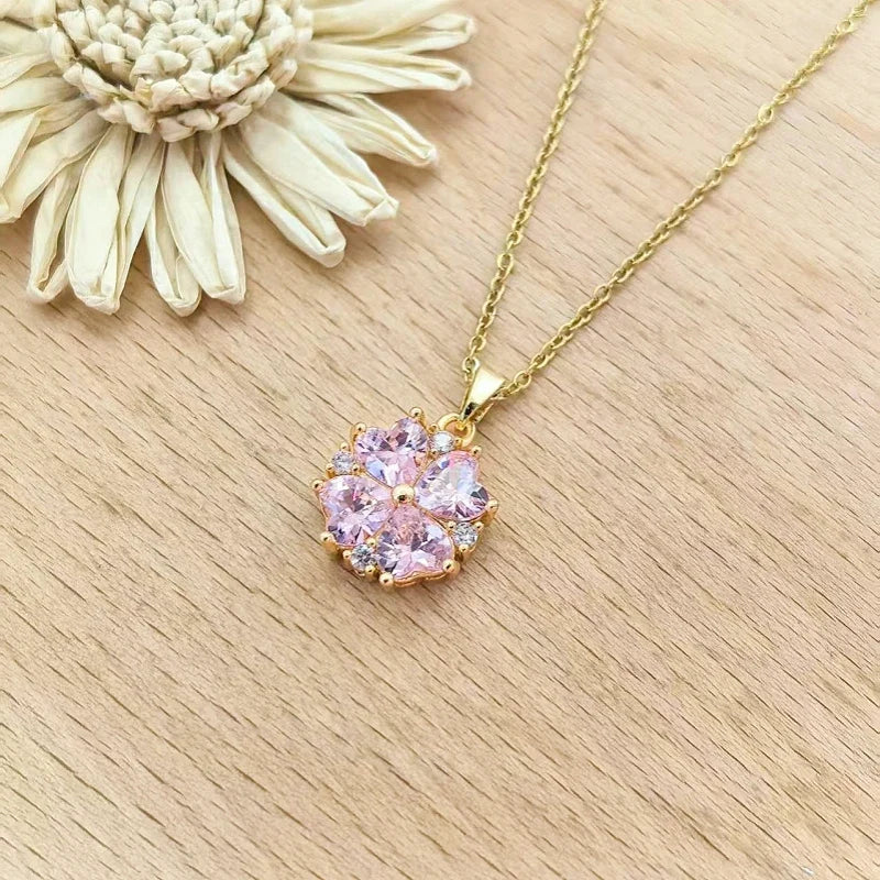 Women's Gold Heart Pendant Necklace – Adjustable Clavicle Chain