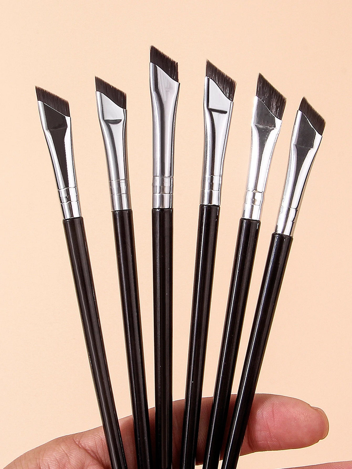 6-Piece Angled Eyeliner & Eyebrow Brush Set | Precision Eye Makeup