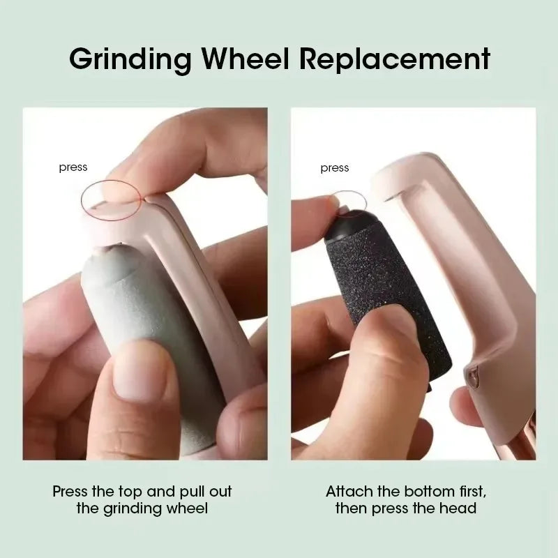 NOCCLILI USB Electric Pedicure Grinder | 2 Roller Heads – Pink