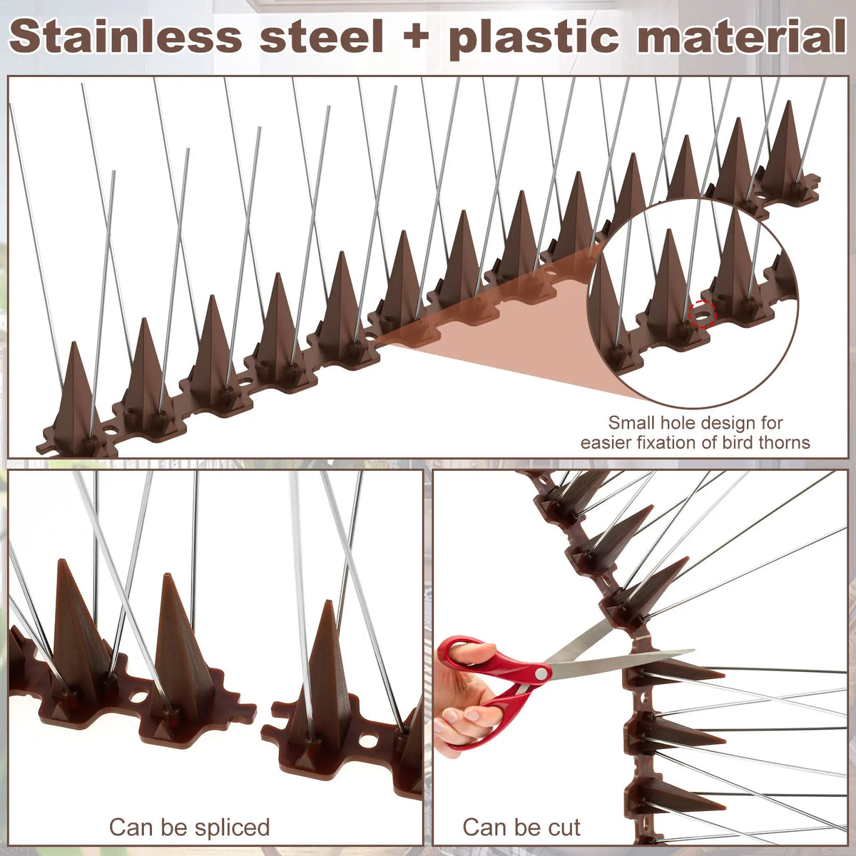 Stainless Steel Bird Spikes 10-Set – Fence & Roof Deterrent