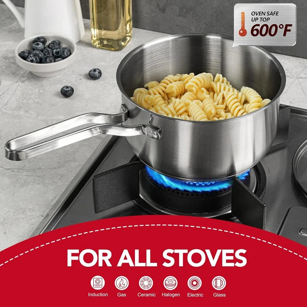 Punana 304 Stainless Steel Saucepan 1QT with Glass Strainer Lid