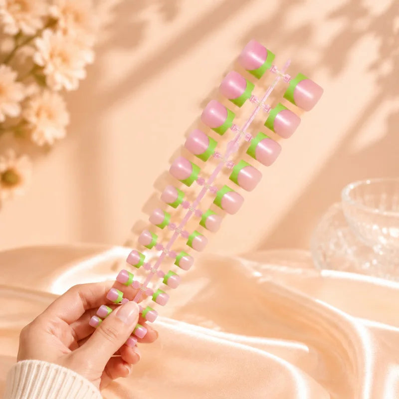 30Pcs Nude Pink French Press-On Toe Nails – False Nail Set