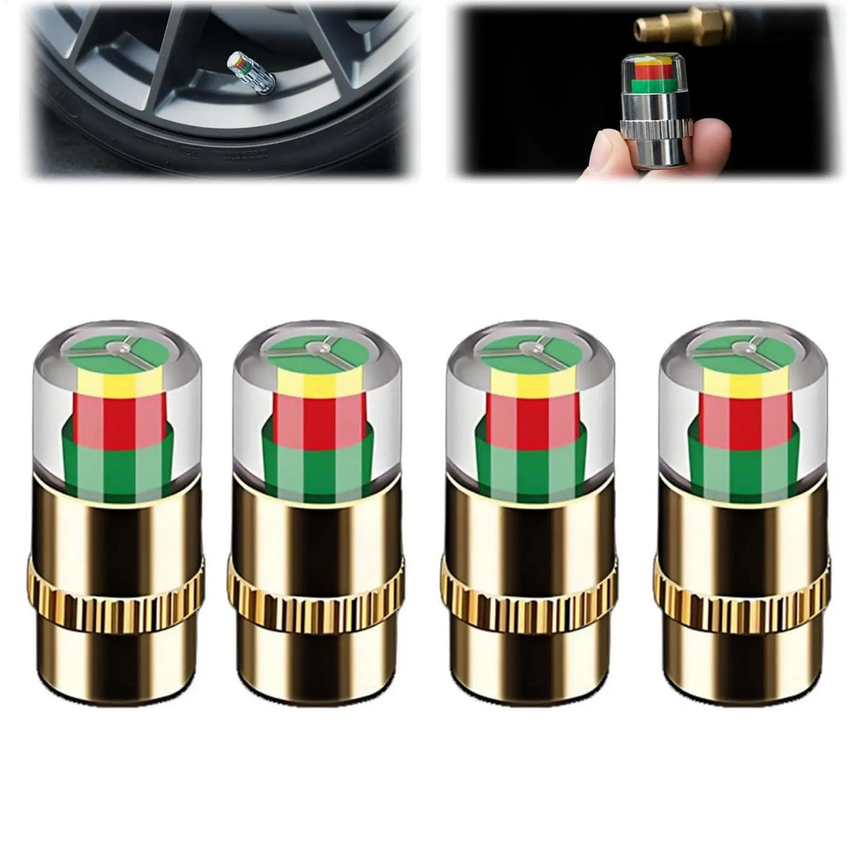 Tire Pressure Indicator Valve Caps – Color Alert Set of 4