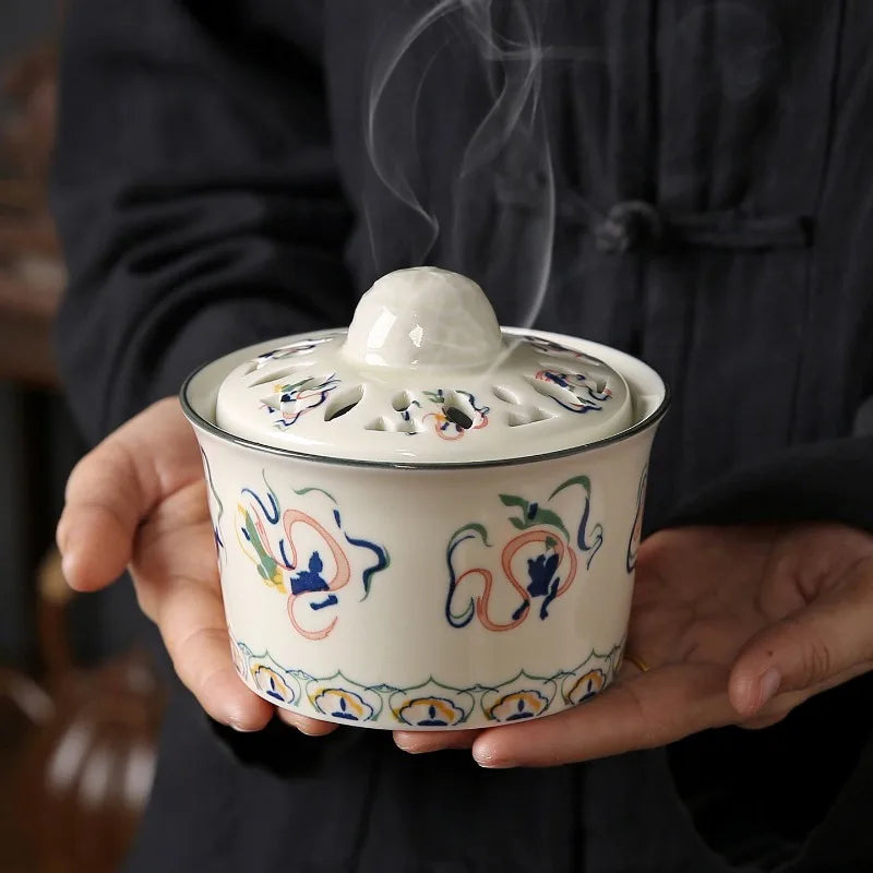Ceramic Incense Burner with Cover – Zen Aromatherapy Décor