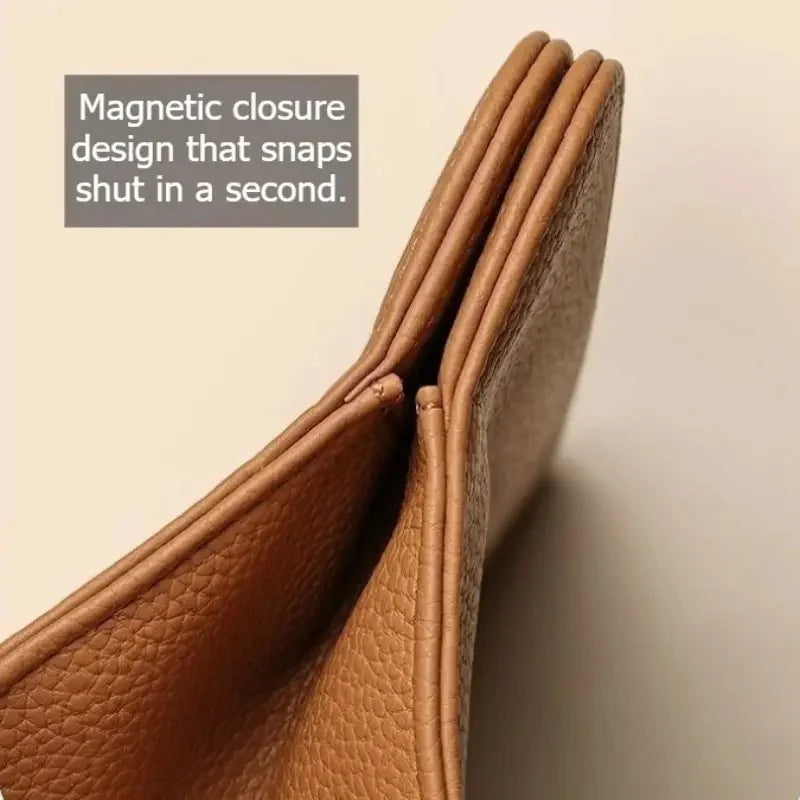 Waterproof Leather Makeup Bag – Magnetic Closure Cosmetic Organizer