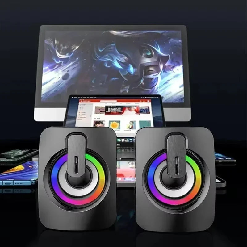 NOCCLILI USB PC Speakers HIFI Stereo Mic & LED Light