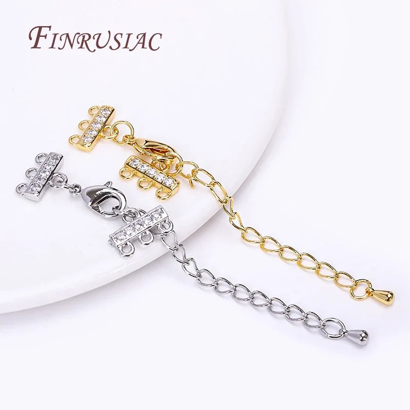 18K Gold Plated Zircon Lobster Clasp & Extension Chain Connector
