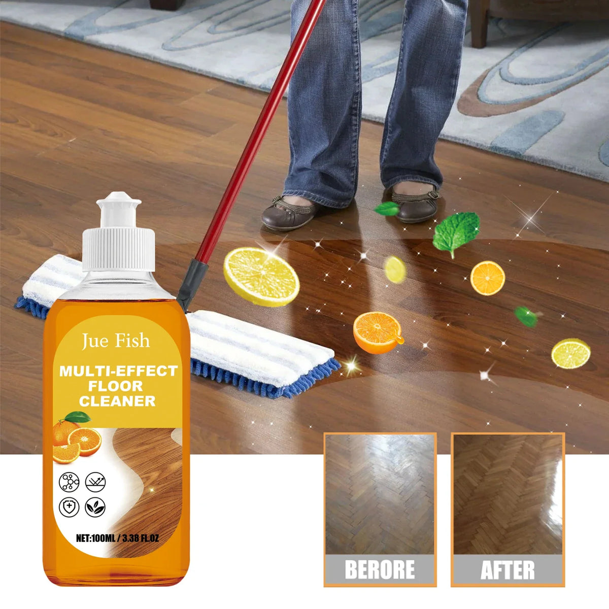 Jue-Fish Multi-Effect Floor Cleaner 100ml – Tiles & Wood