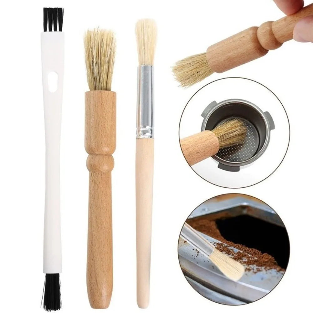 Wooden Handle Coffee Machine Cleaning Brush Set – Nylon