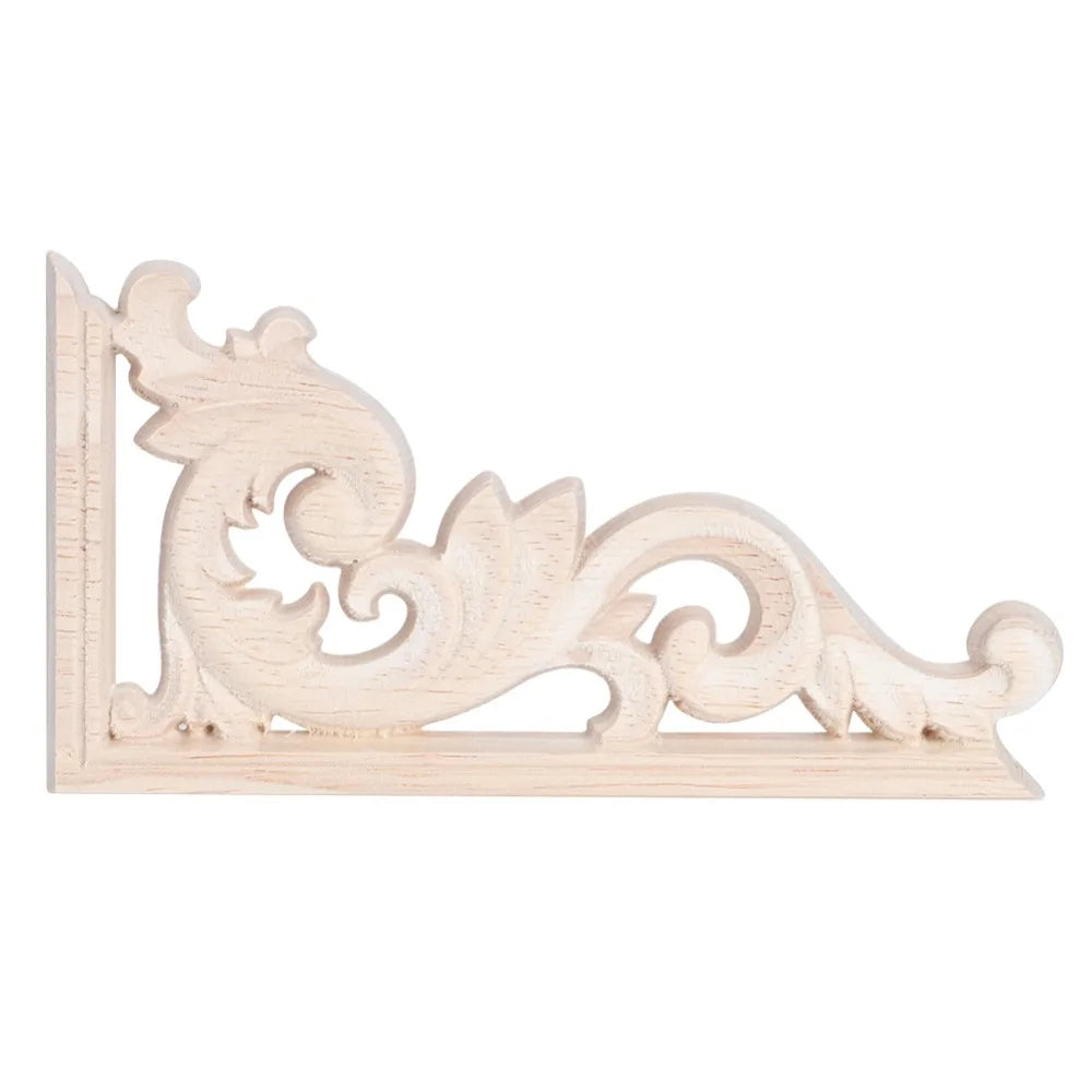 4pcs Wood Carving Corner Appliqués – Furniture Decor Trim