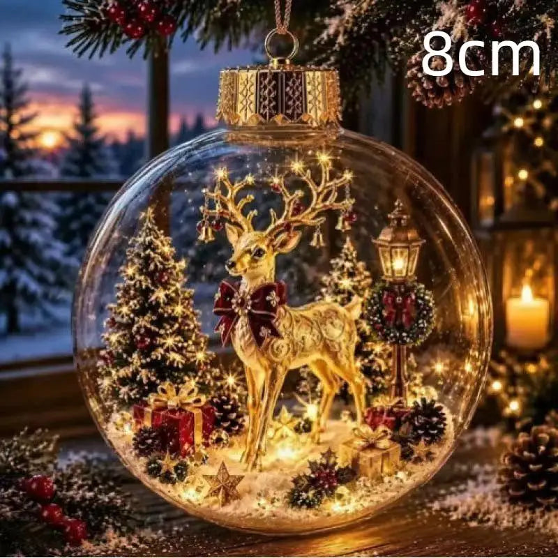 LED Luminous Christmas Crystal Ball Ornament – Santa & Snowman